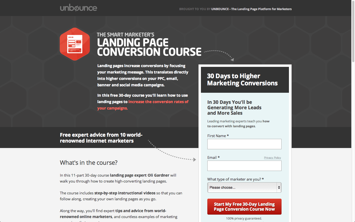 unbounce landing page