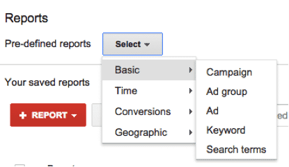 Predefined AdWords Reports | Disruptive Advertising