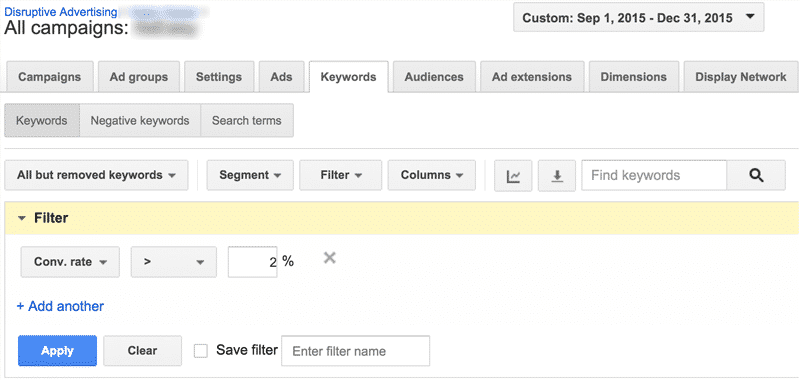 Keywords Report for Market Share | Disruptive Advertising