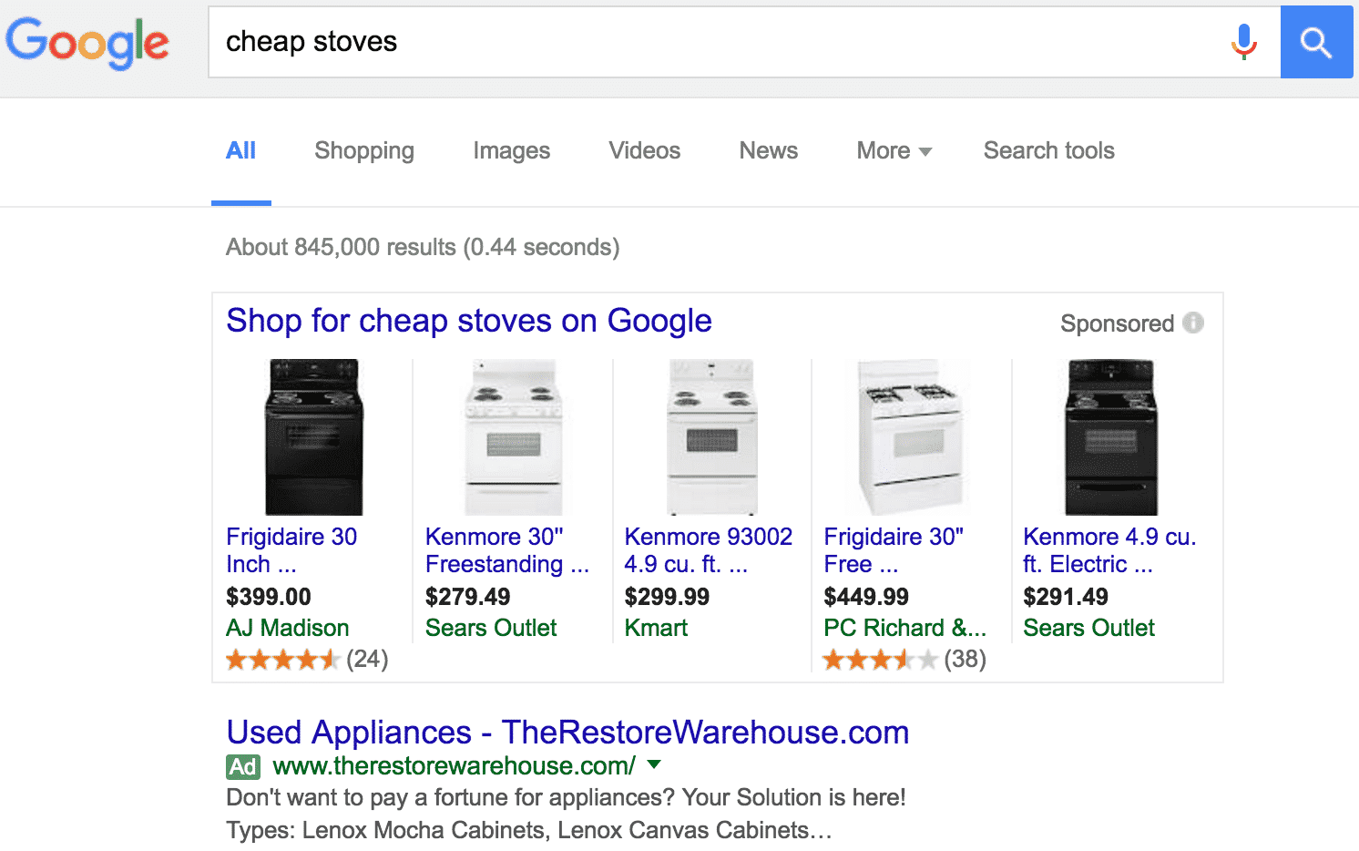 Cheap Stoves Search Results | Disruptive Advertising