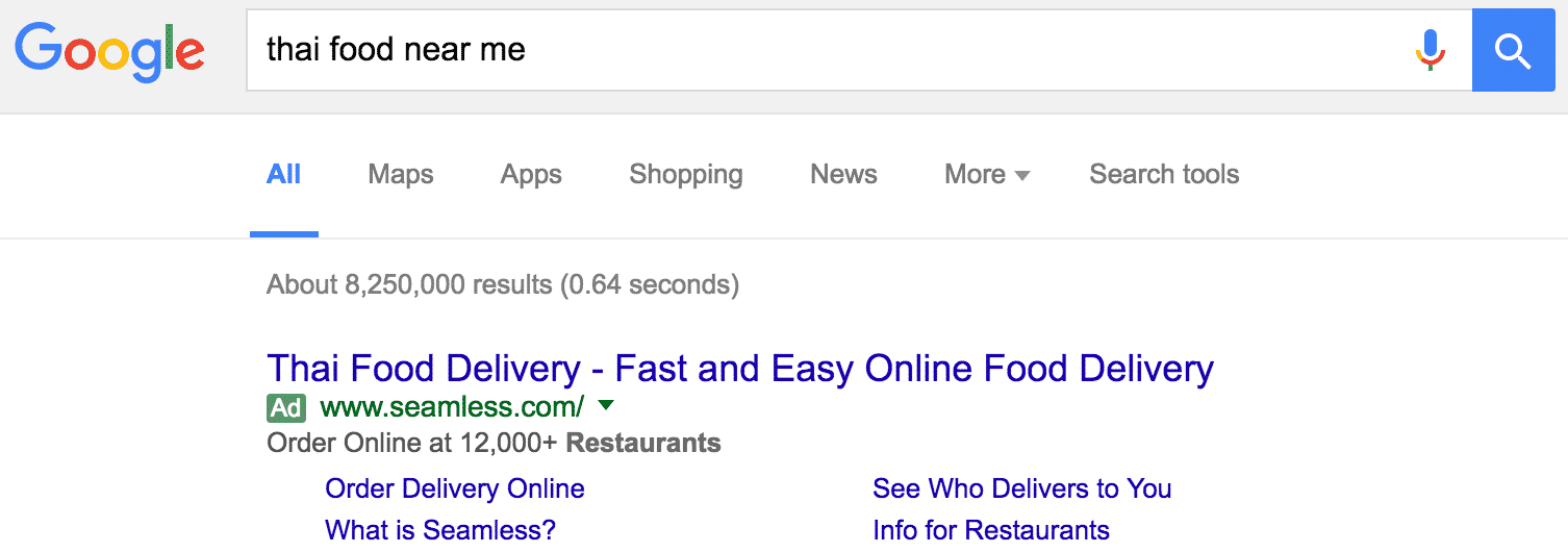 Thai Food Paid Search Ads | Disruptive Advertising