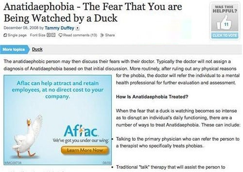 Bad Display Ads – Aflac Anatidaephobia| Disruptive Advertising