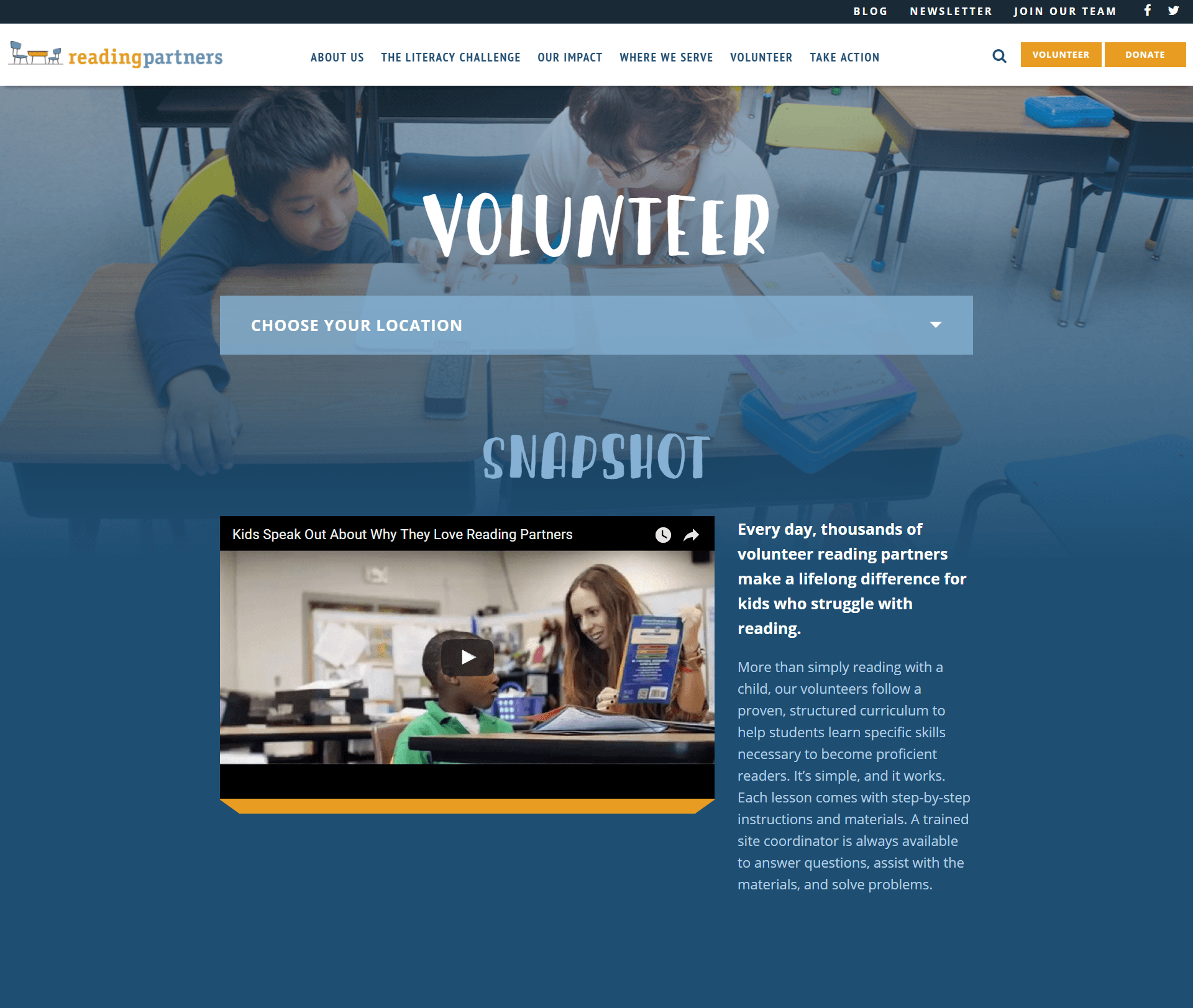 Reading Partners Nonprofit Website | Disruptive Advertising