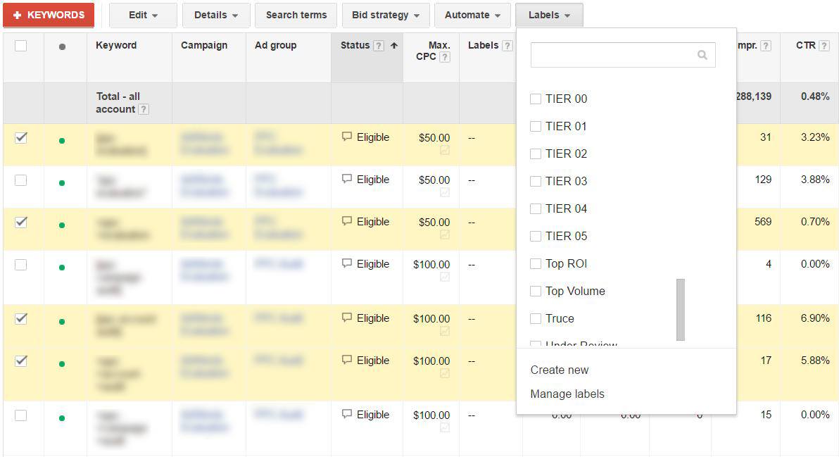 Adding Keyword Tiering Labels to Your Keywords | Disruptive Advertising