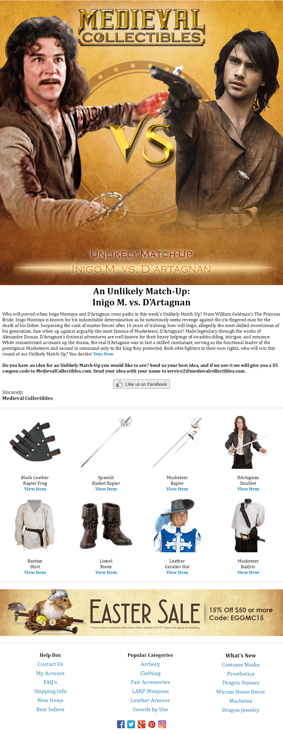 Great Email Marketing: Medieval Collectible's Unlikely Matchups | Disruptive Advertising