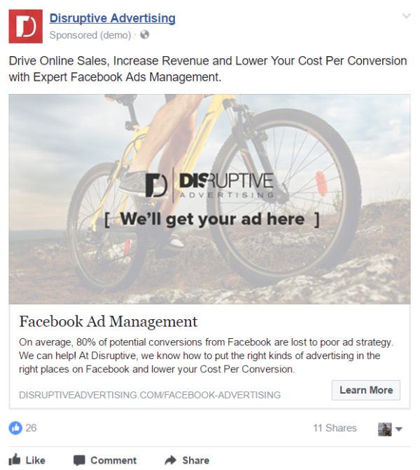 Sample Facebook Lead Ad | Disruptive Advertising