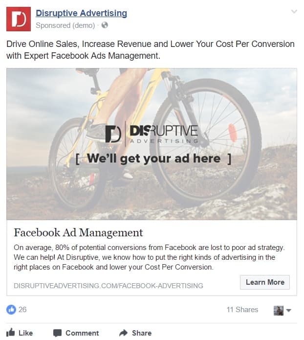 Video Ad Quality: Sample Facebook Lead Ad | Disruptive Advertising