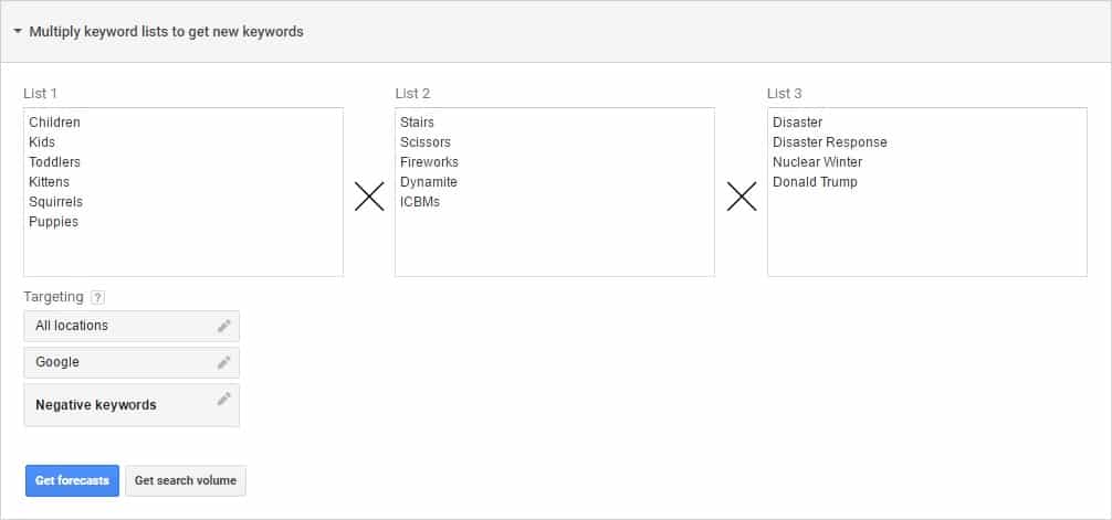 Google Keyword Planner: Multiply Keyword Lists to Get New Keywords | Disruptive Advertising