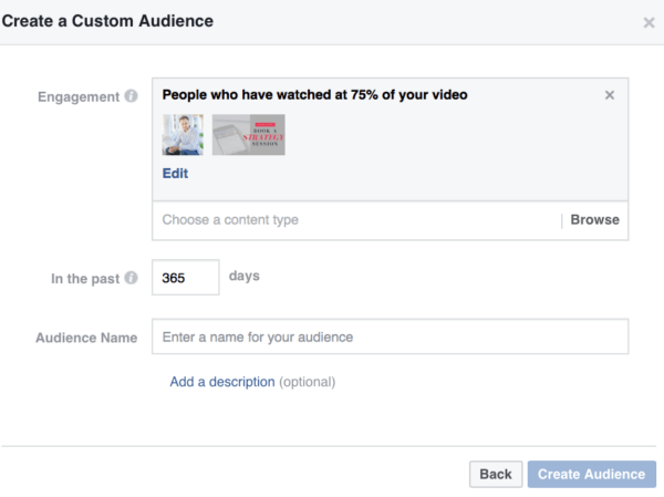 video views Facebook custom audiences