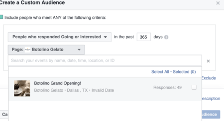 facebook ads events custom audiences 