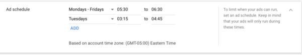 Google Adwords dayparting 