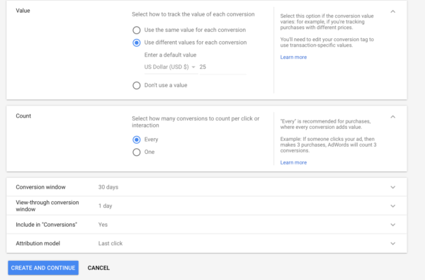 how to track conversions in Google AdWords 