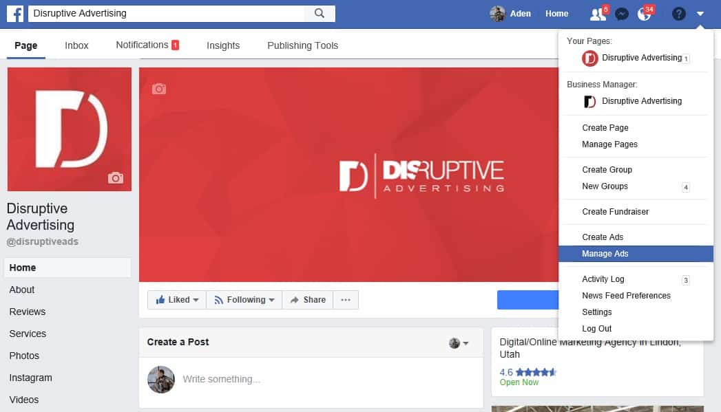 Accessing Facebook Ads Manager | Disruptive Advertising