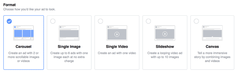 Facebook ads video deals format