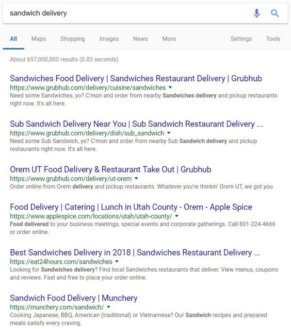 Google AdWords Example: Sandwich Delivery Ads | Disruptive Advertising