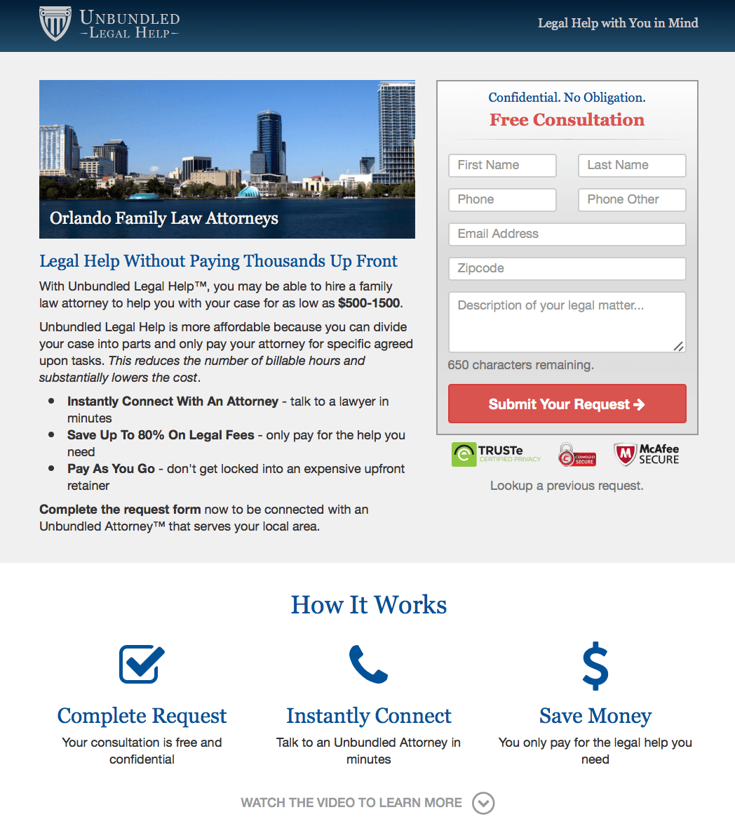 law firm landing pages 