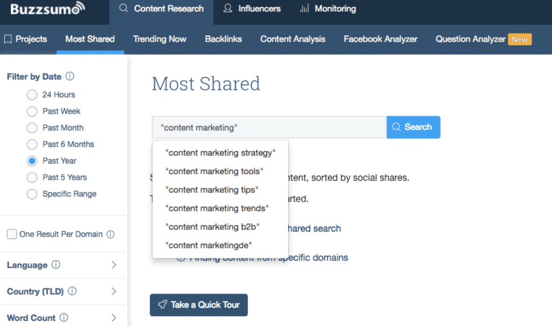 Most shared. 3. BUZZSUMO.