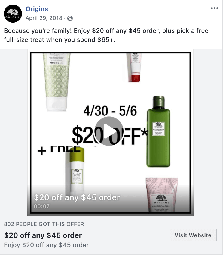 Get offer facebook deals ad