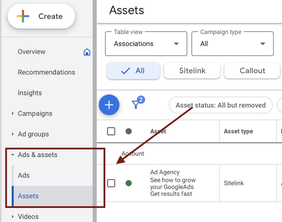 How to find Google Ads Assets on Google Ads dashboard