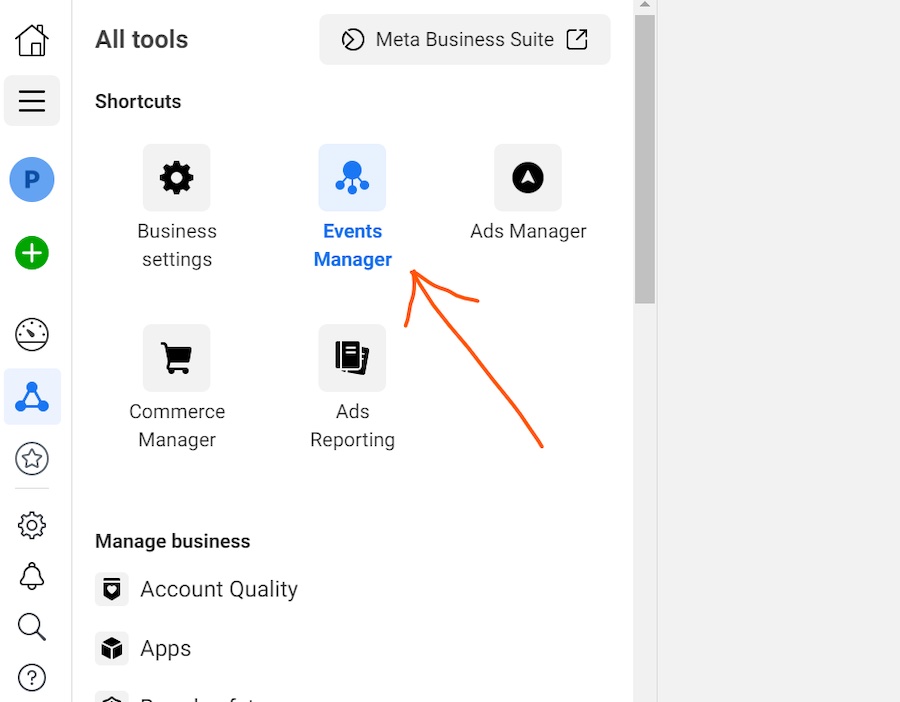 Events Manager in Facebook Business Suite