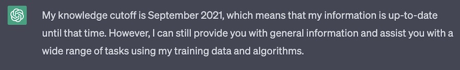 ChatGPT knowledge base cutoff response