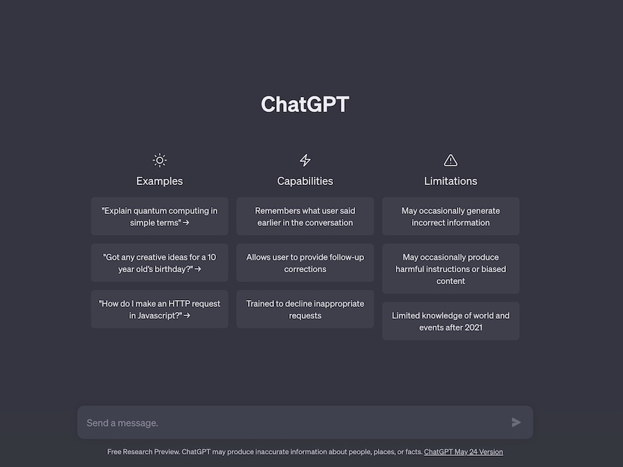 ChatGPT home page