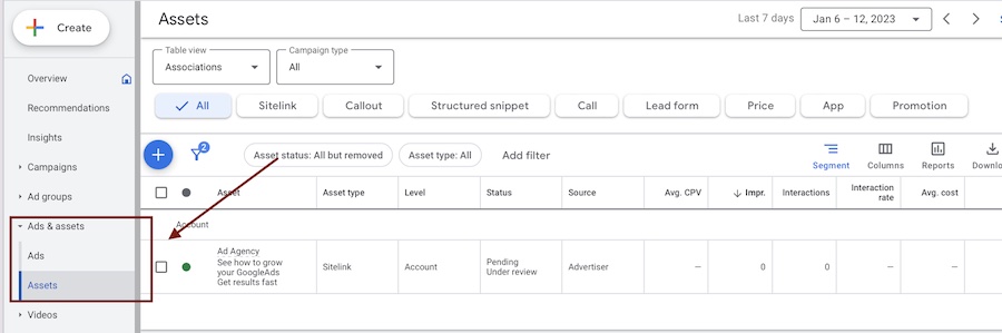 How to create Google Ad assets step 1