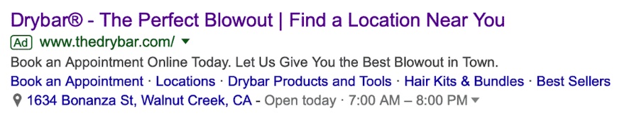 Location Google Ads asset example